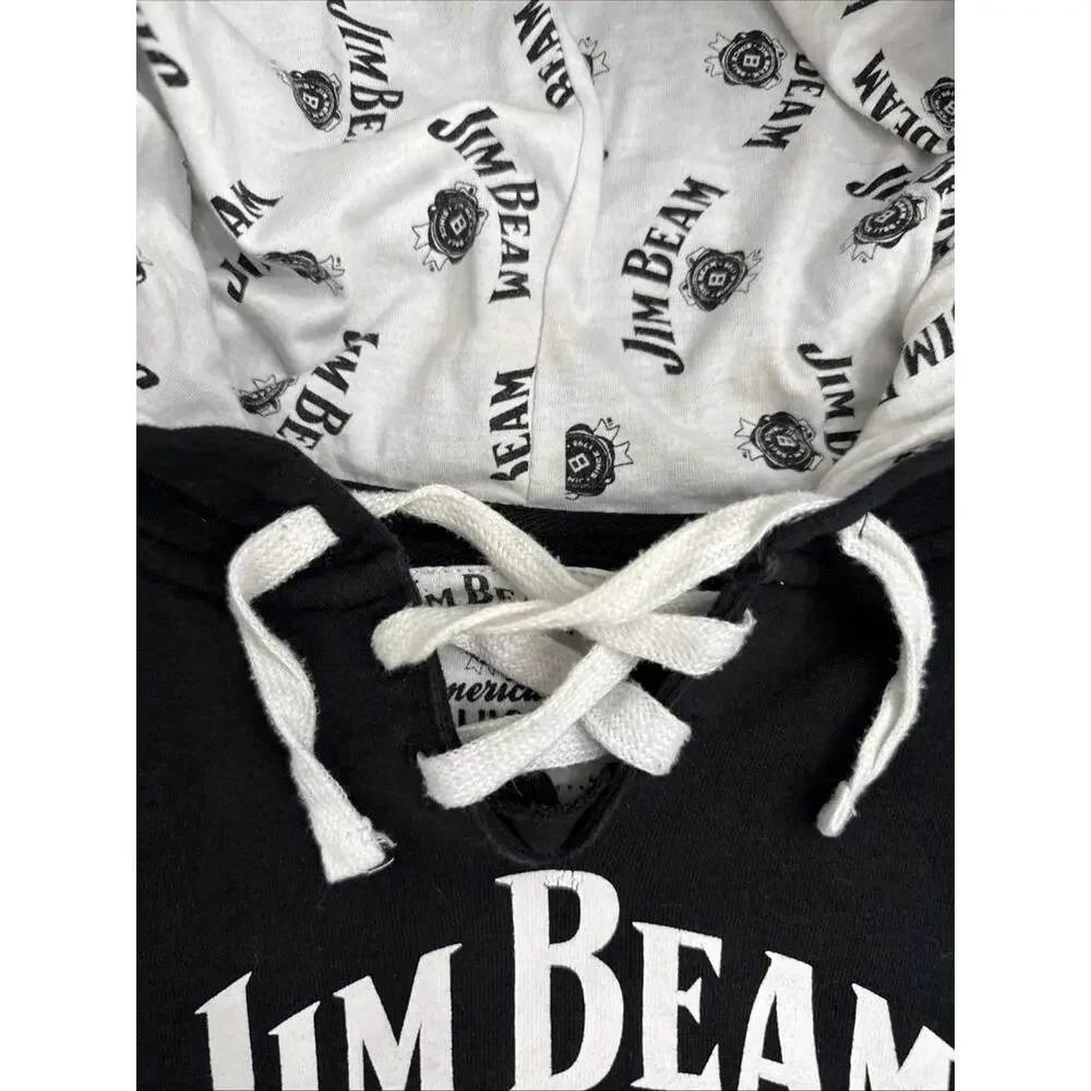 Jim Beam Sweatshirt Womens XL Black Hoodie Laces Whiskey Rocket Metal Biker - Picture 3 of 10